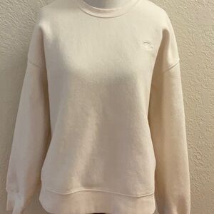 Champion Cozy Fleece Women’s Ivory Sweatshirt Size L Cotton-Blend Drop Shoulder